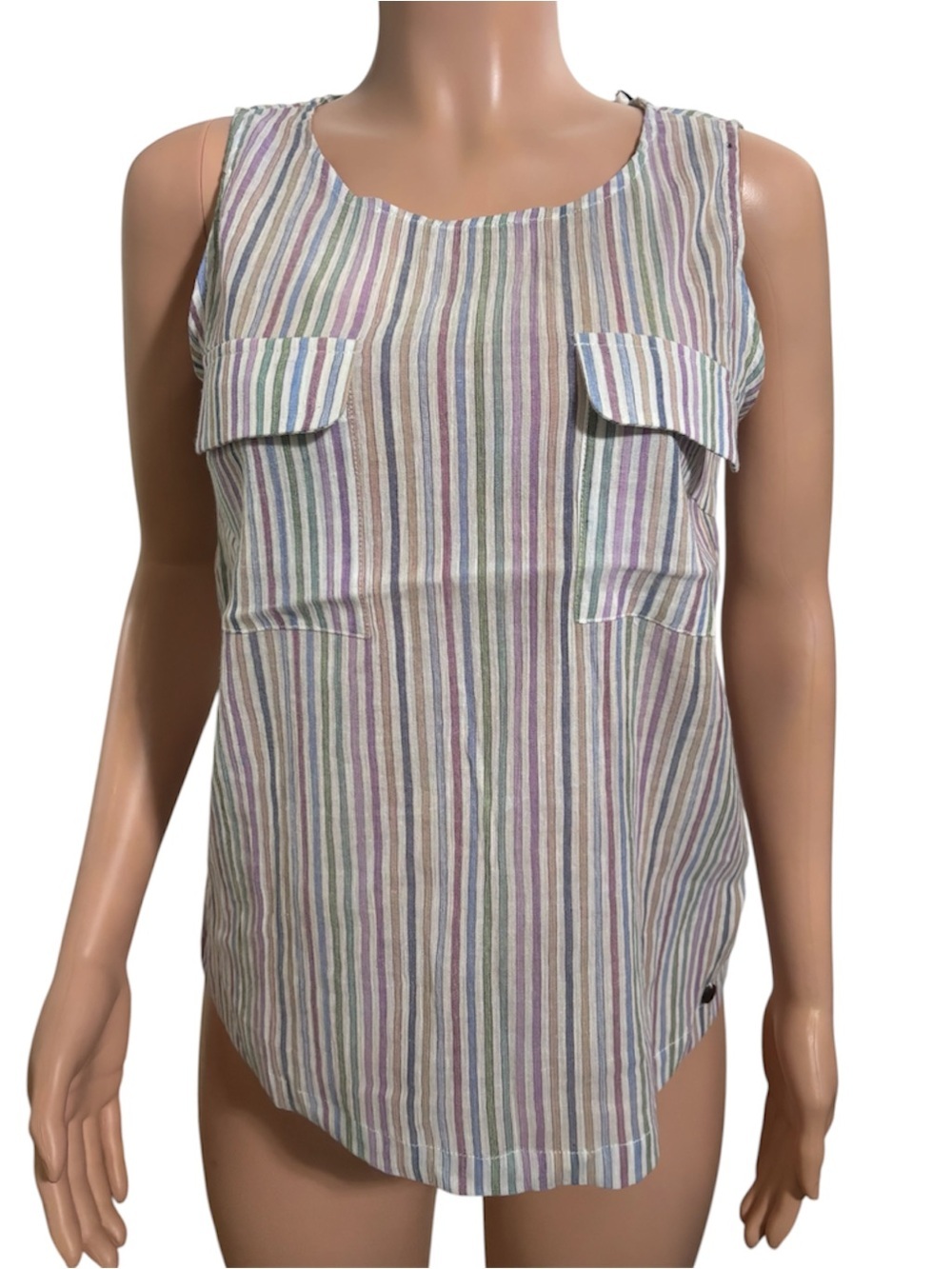 NWT NÜMPH Women’s Sleeveless Multicolor Pastel Stripe Tank Top